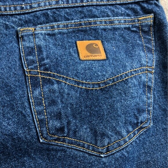 Carhartt Mens Work Jeans Size 46x30 Relaxed Fit Blue Denim B21DST Straight Leg - Picture 3 of 15